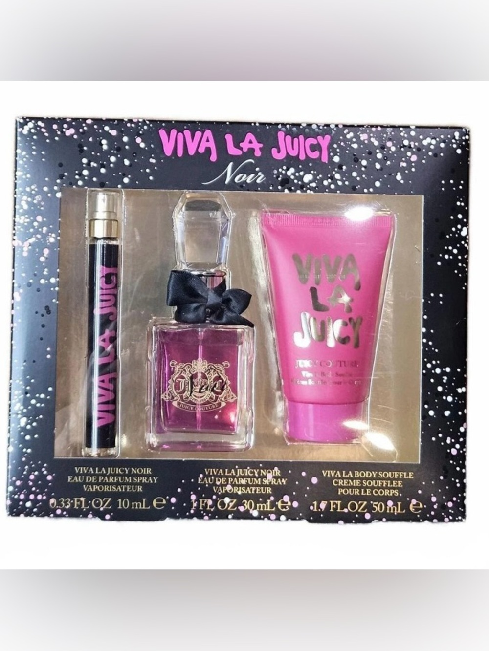 Juicy Couture Viva La Juicy Noir Perfume Set Spray Lotion Travel Gift NIB